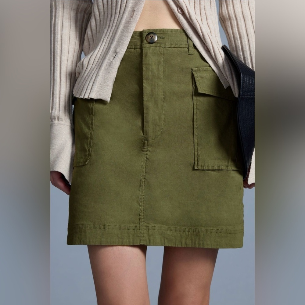 ‼️RARE‼️🎸Anthropologie🎸🔥NWT🔥Cargo Mini Skirt in Moss— S